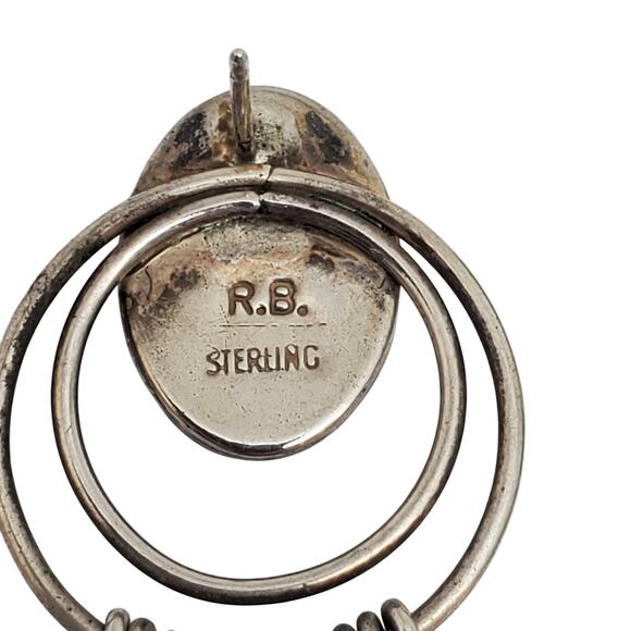 Navajo Sterling Silver Purple Earrings 925 Drop Richard Begay RB Dangle Western - Picture 7 of 7